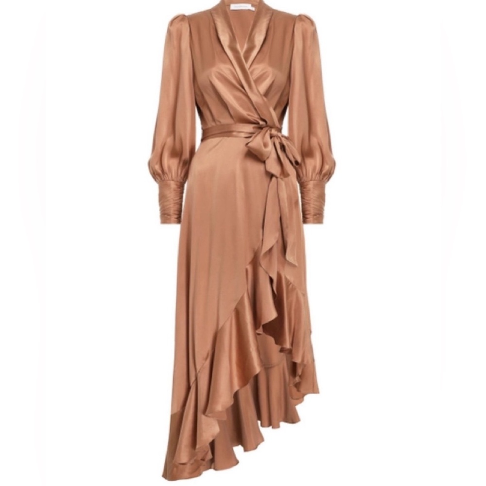 Zimmermann Silk Wrap Dress in Neutral
